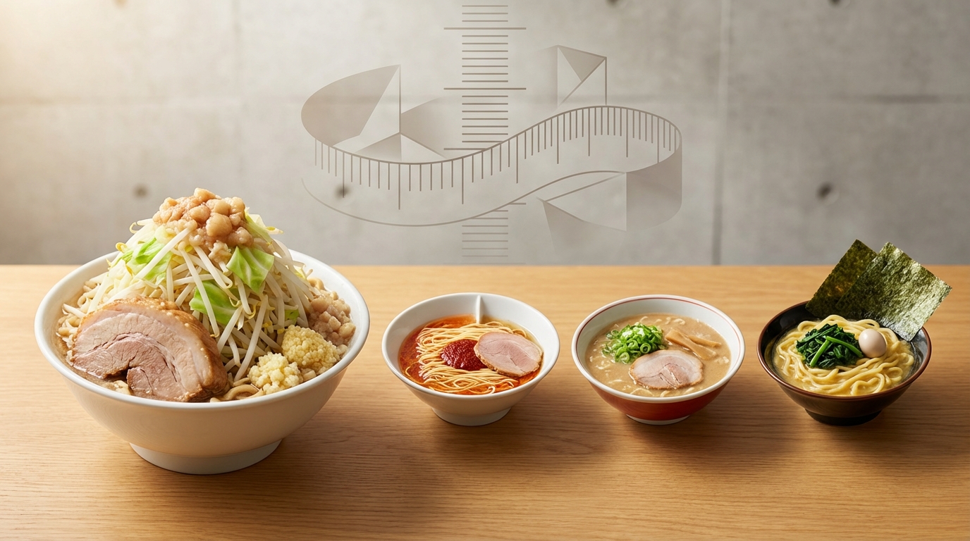 二郎系ラーメンと他店のカロリー比較【一蘭・天下一品・家系】