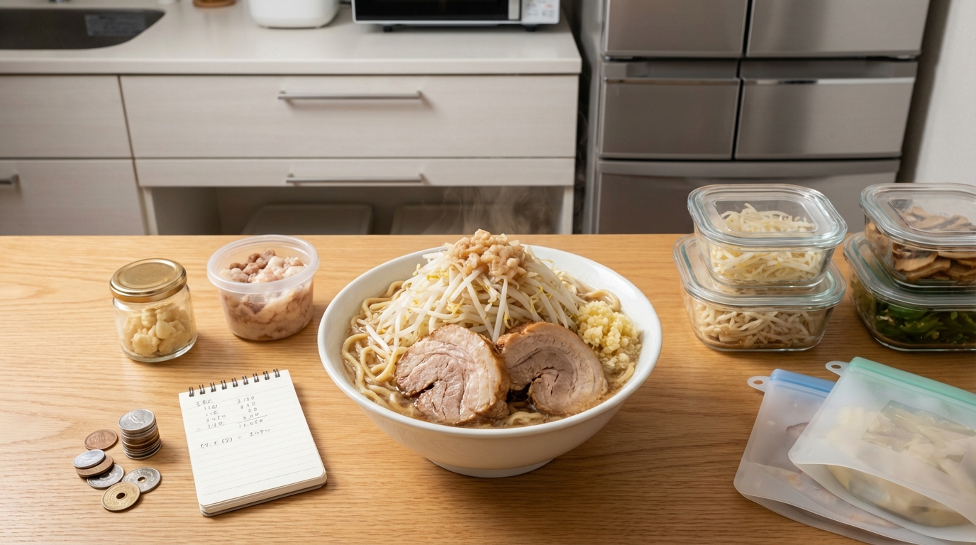 自作二郎系ラーメンのコストと保存方法