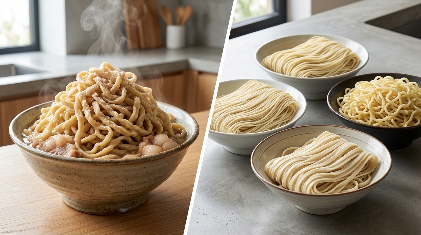 二郎系の麺と他のラーメン麺の違いを比較