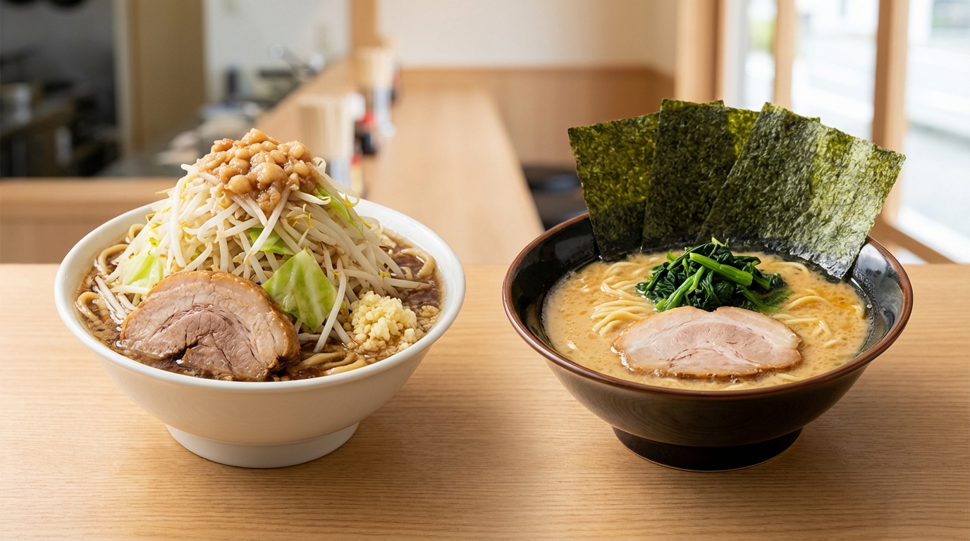 二郎系ラーメンと家系ラーメンの違いを比較