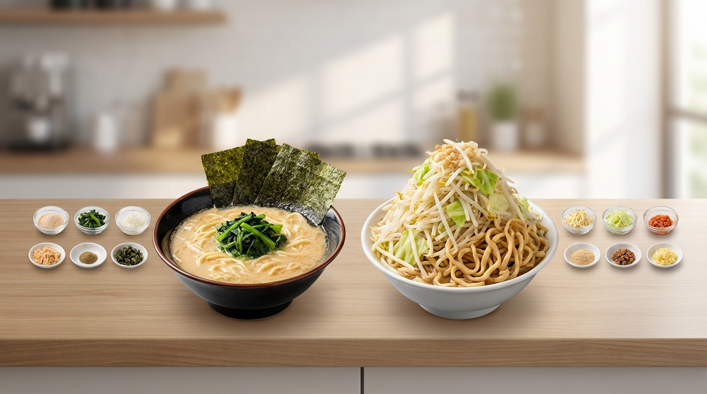 【比較表】家系vs二郎系ラーメン|7つの軸で徹底比較