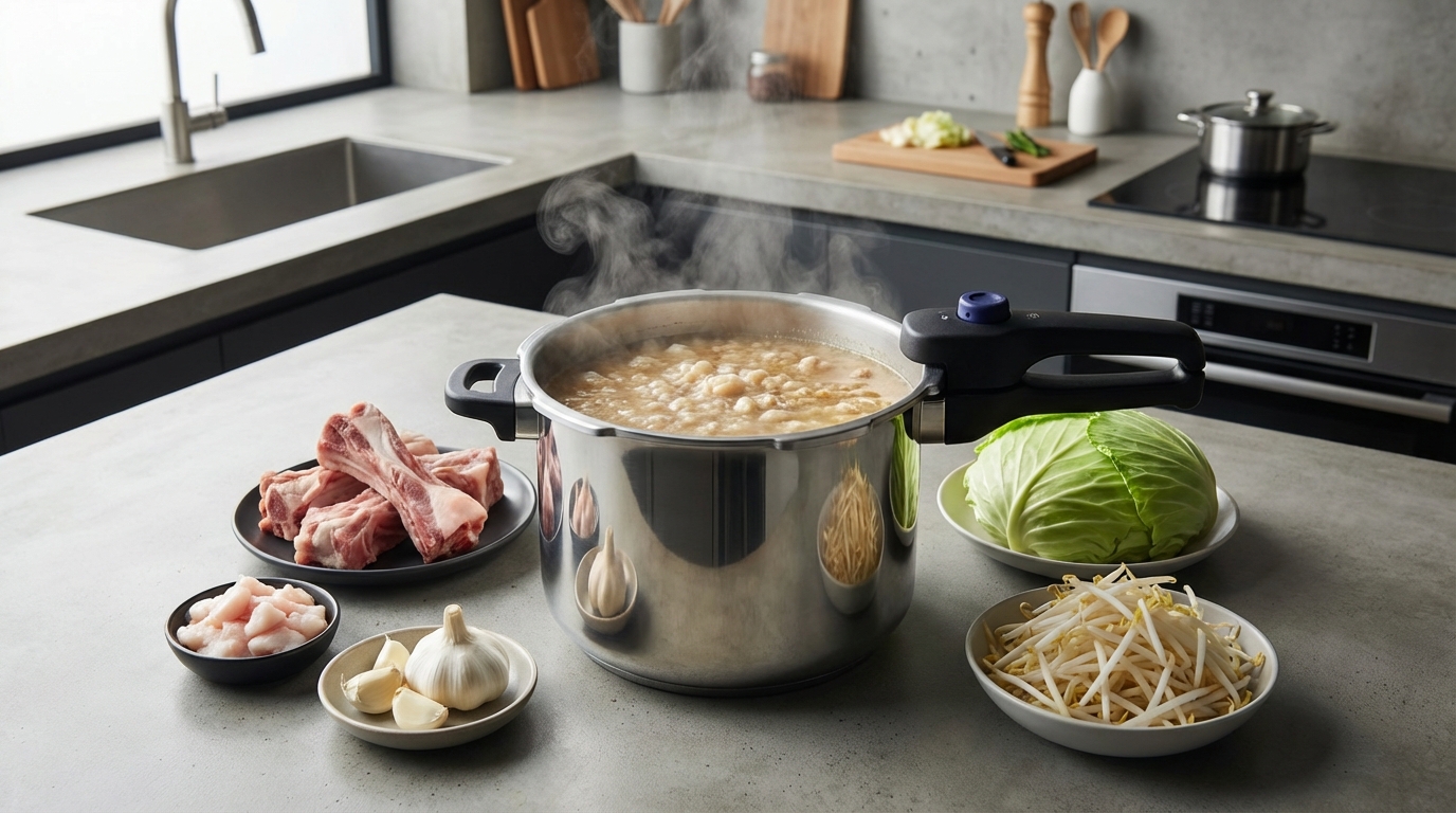 【時短版】圧力鍋で作る二郎系スープの作り方