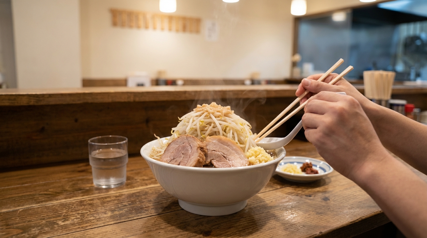 二郎系ラーメンの食べ方|初心者でも完食できるテクニック