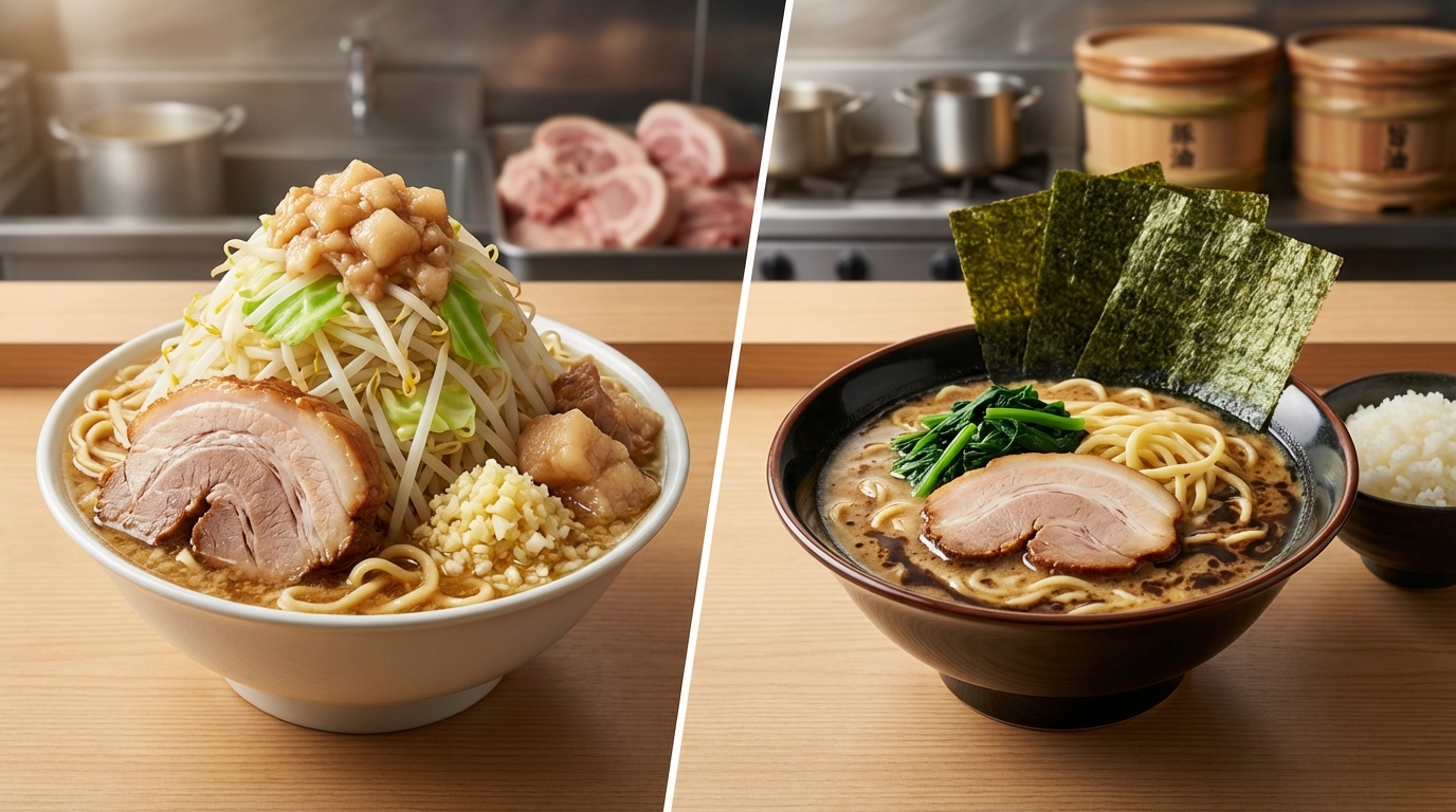 二郎系と家系ラーメンの違い|比較表でわかりやすく解説