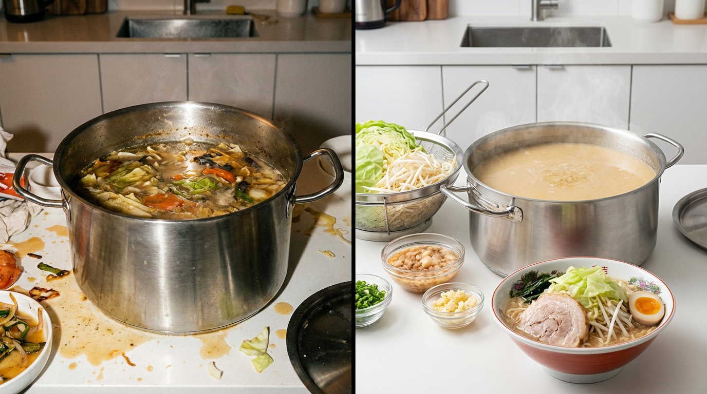 二郎系スープ作りでよくある失敗と対処法