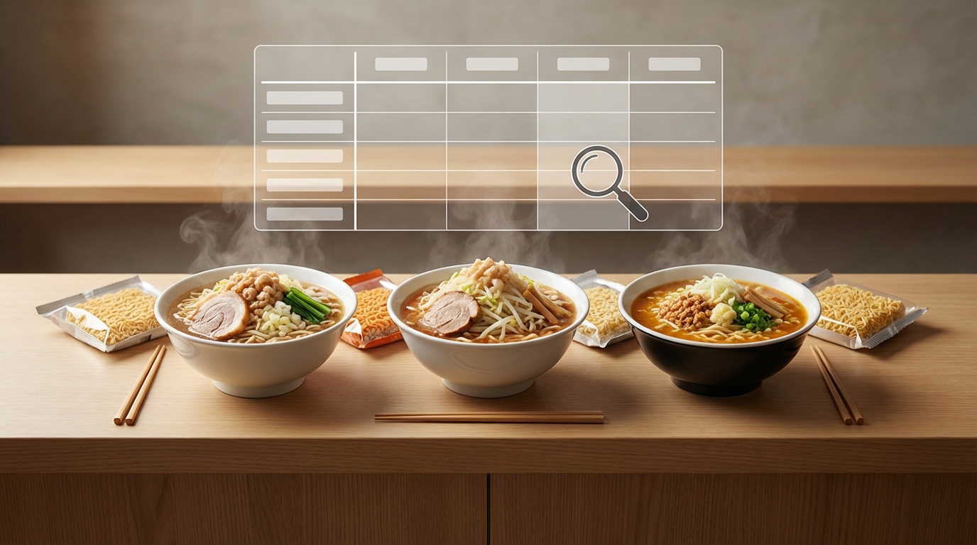 二郎系インスタント商品かんたん比較表