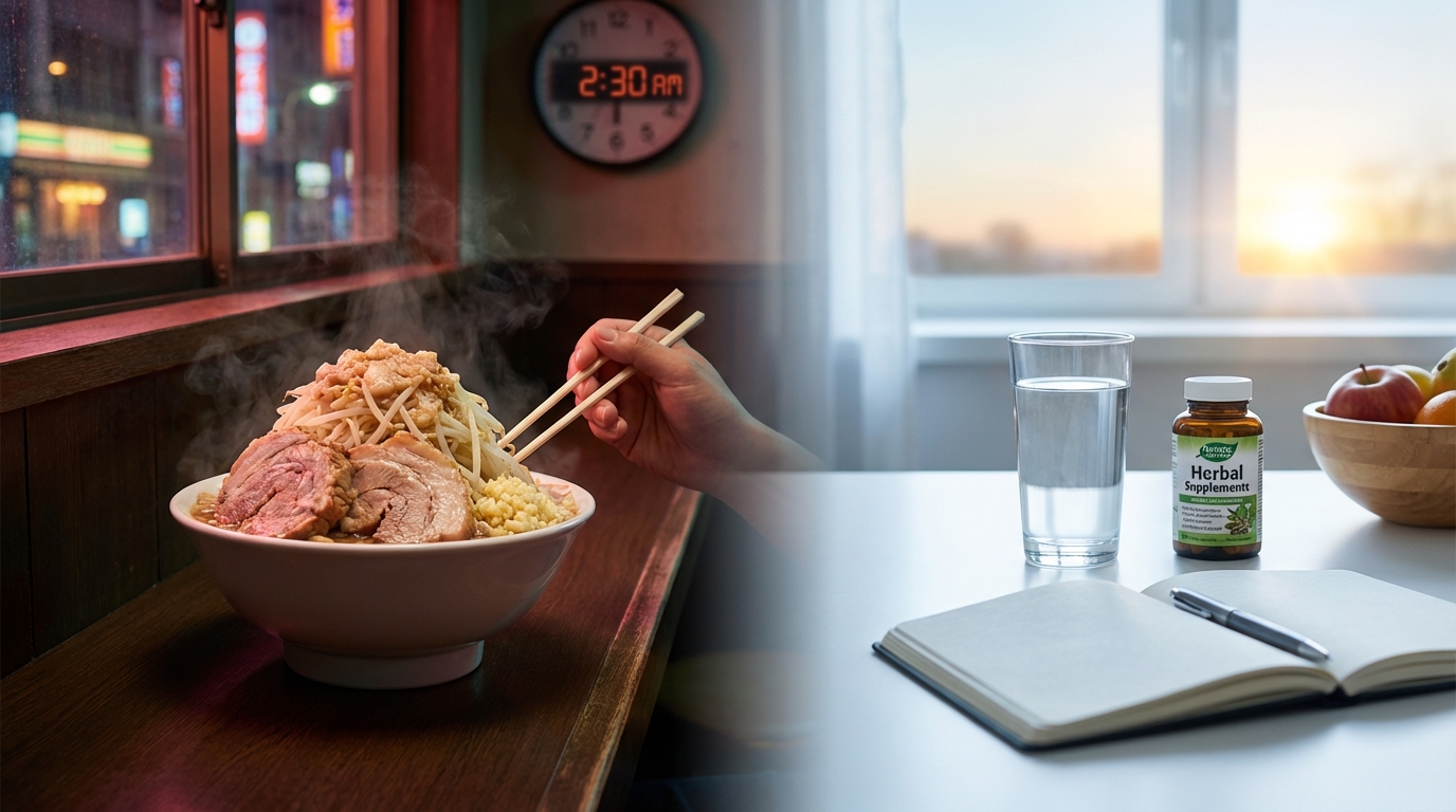 深夜に二郎系ラーメンを食べる際の注意点（翌日対策）