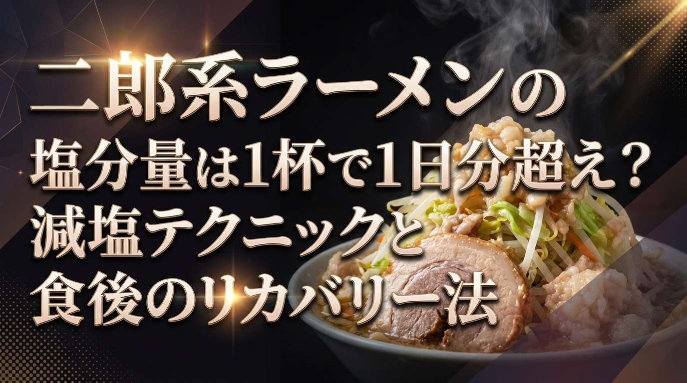 二郎系ラーメンの塩分量は1杯で1日分超え?減塩テクニックと食後のリカバリー法