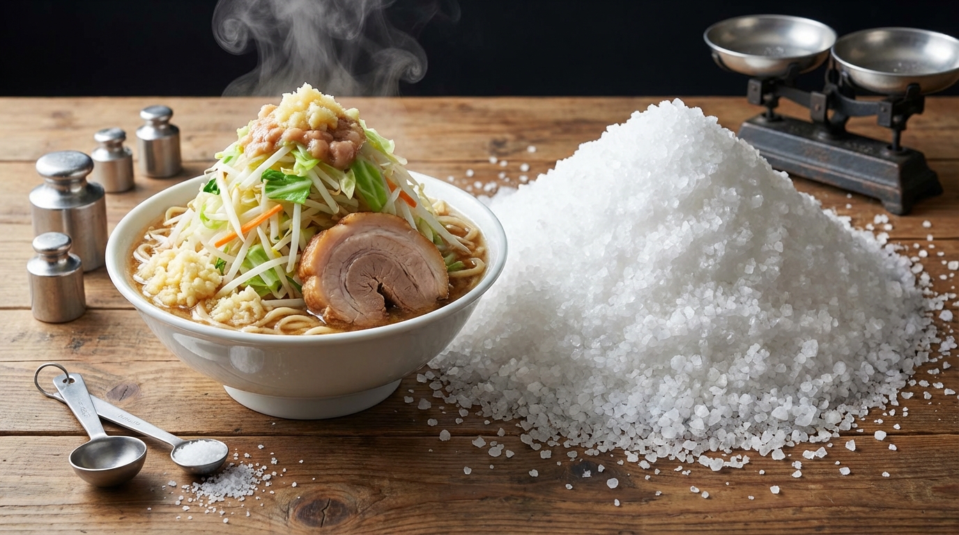 二郎系ラーメン1杯の塩分量は約8〜12g【結論】