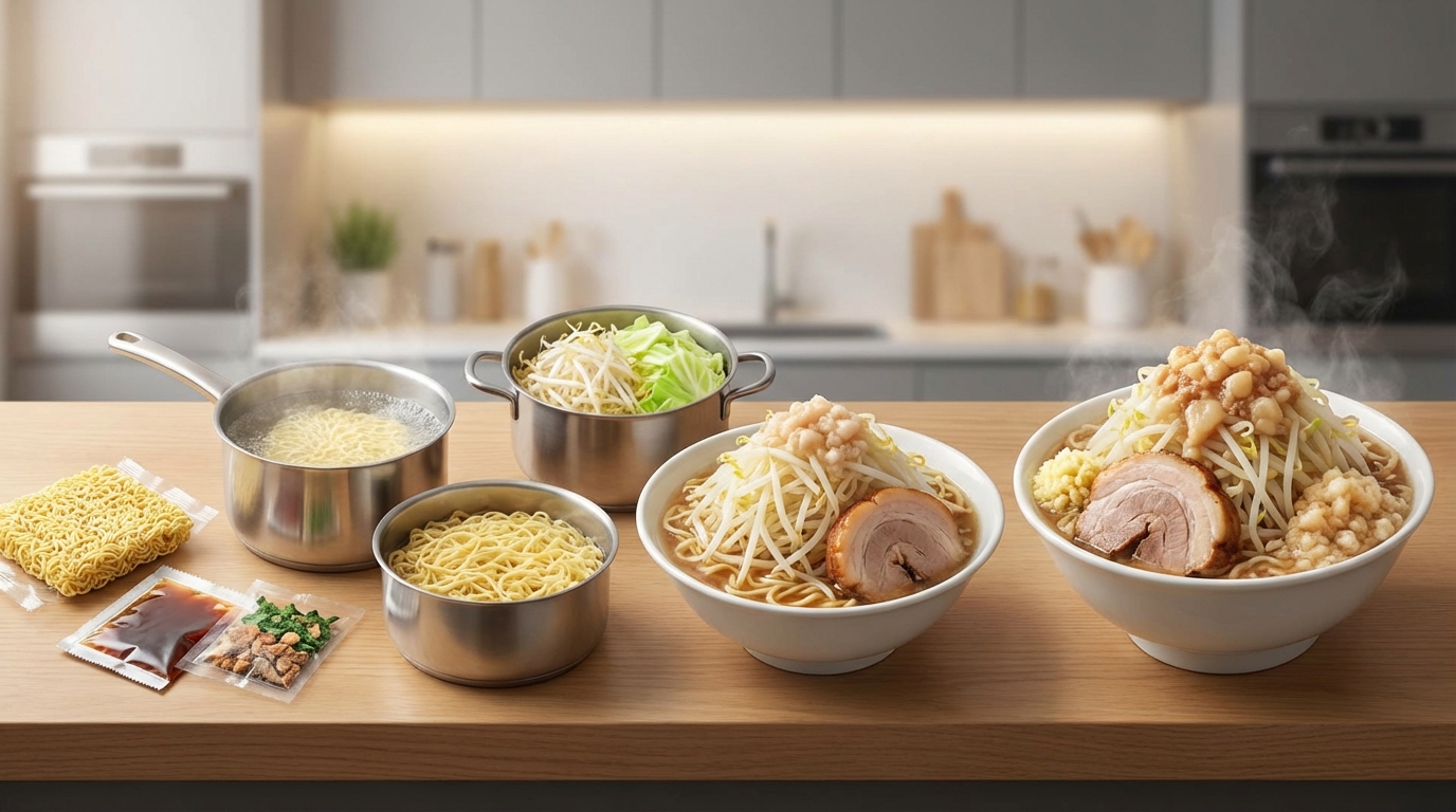 二郎系インスタントラーメンの作り方【5ステップで完成】