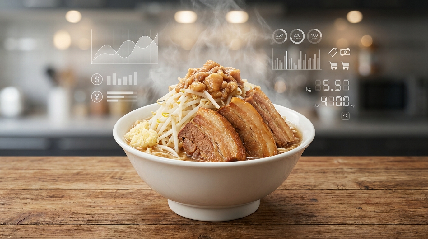 二郎系の肉の量・枚数・価格・カロリーを数字で解説