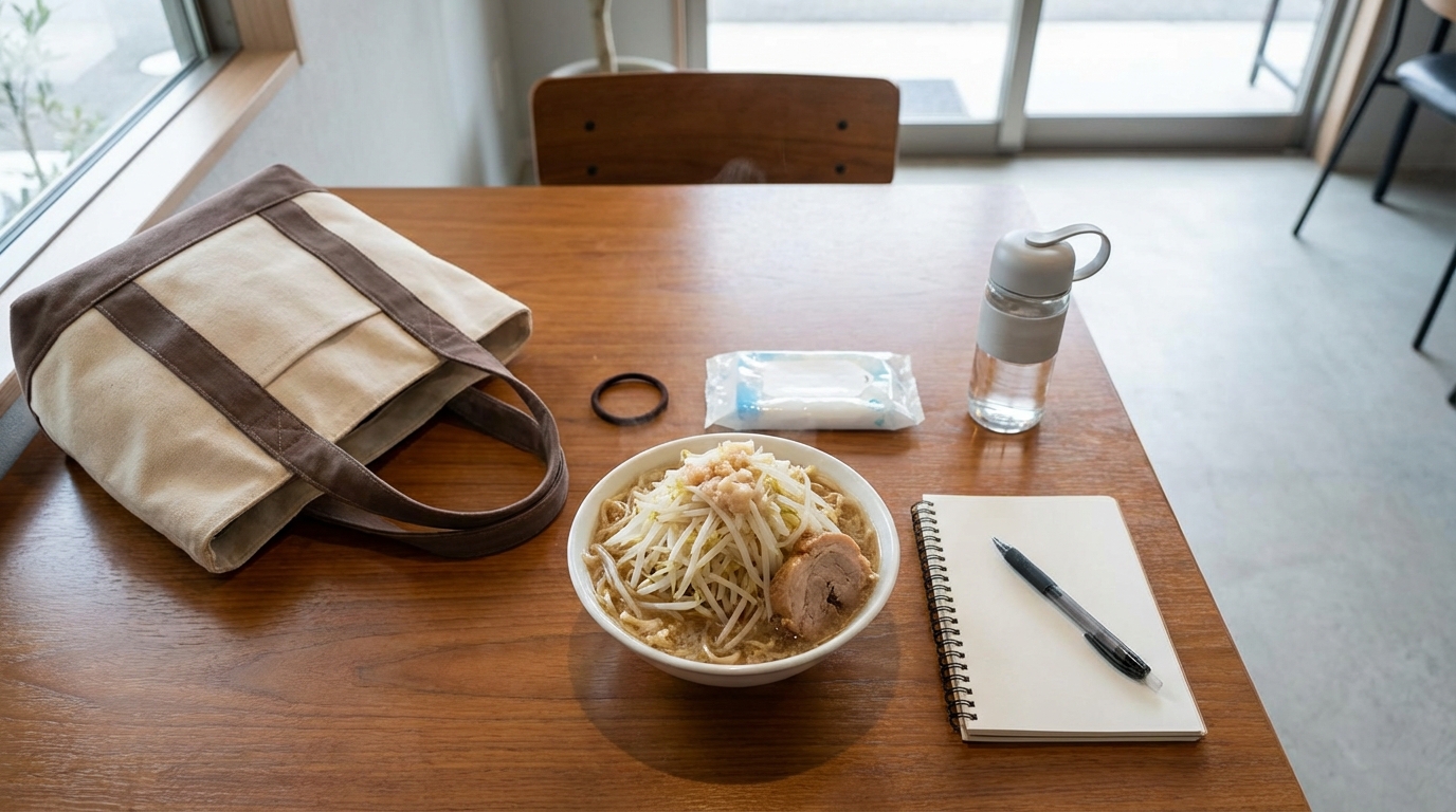 女性が二郎系ラーメンに行く前の持ち物・服装チェックリスト