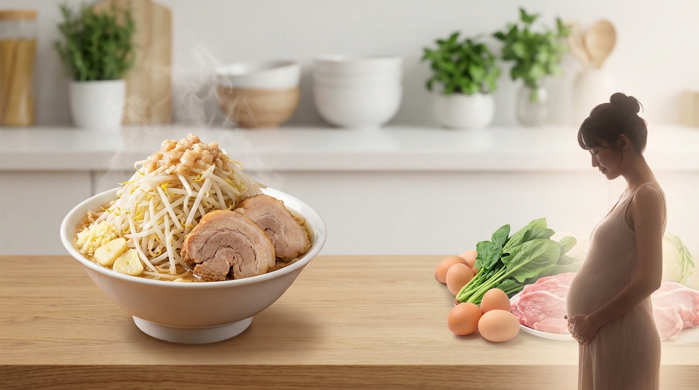 二郎系ラーメン1杯の栄養成分と妊婦への影響