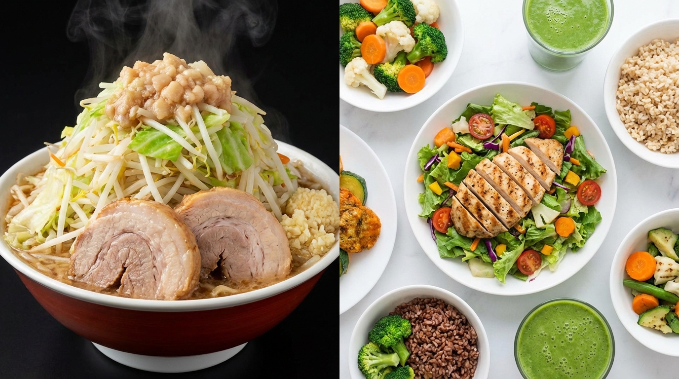 二郎系ラーメンを食べる日の前後の食事調整プラン