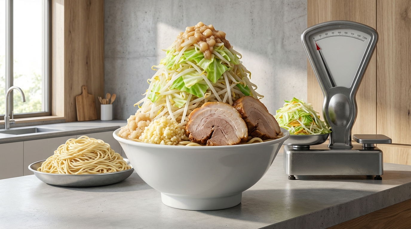 二郎系ラーメン「大」の量を徹底解説|麺・野菜・総重量の内訳
