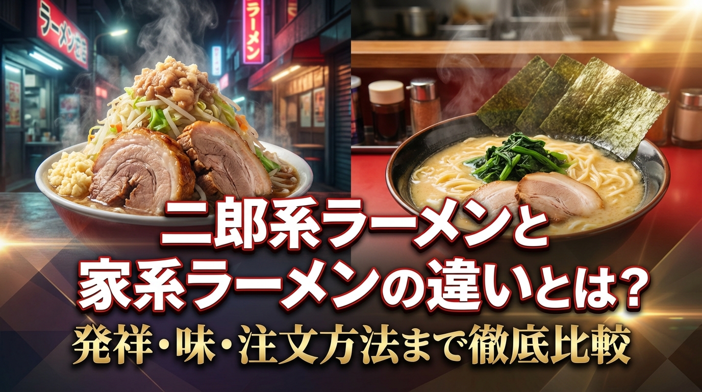 二郎系ラーメンと家系ラーメンの違いとは?発祥・味・注文方法まで徹底比較