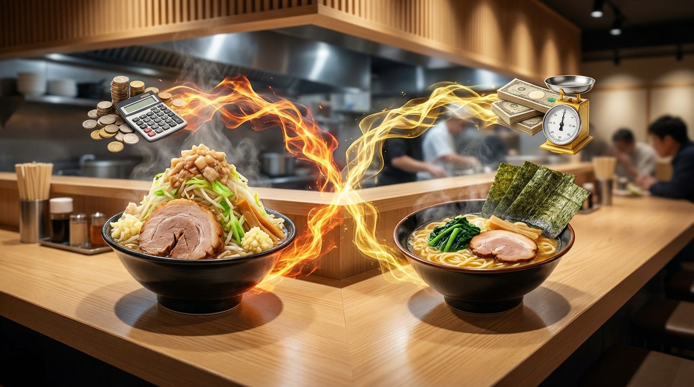 二郎系と家系のカロリー・価格を比較