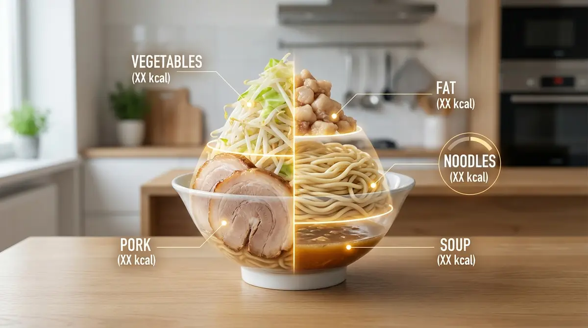 二郎系「小」のカロリー内訳を部位別に解剖