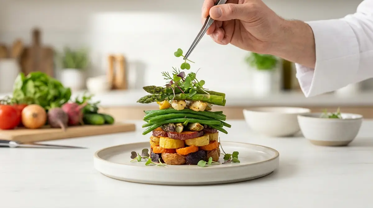 野菜タワーの盛り付けテクニック