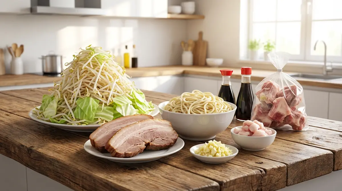 【材料一覧】二郎系ラーメンの買い物リスト（2人前）