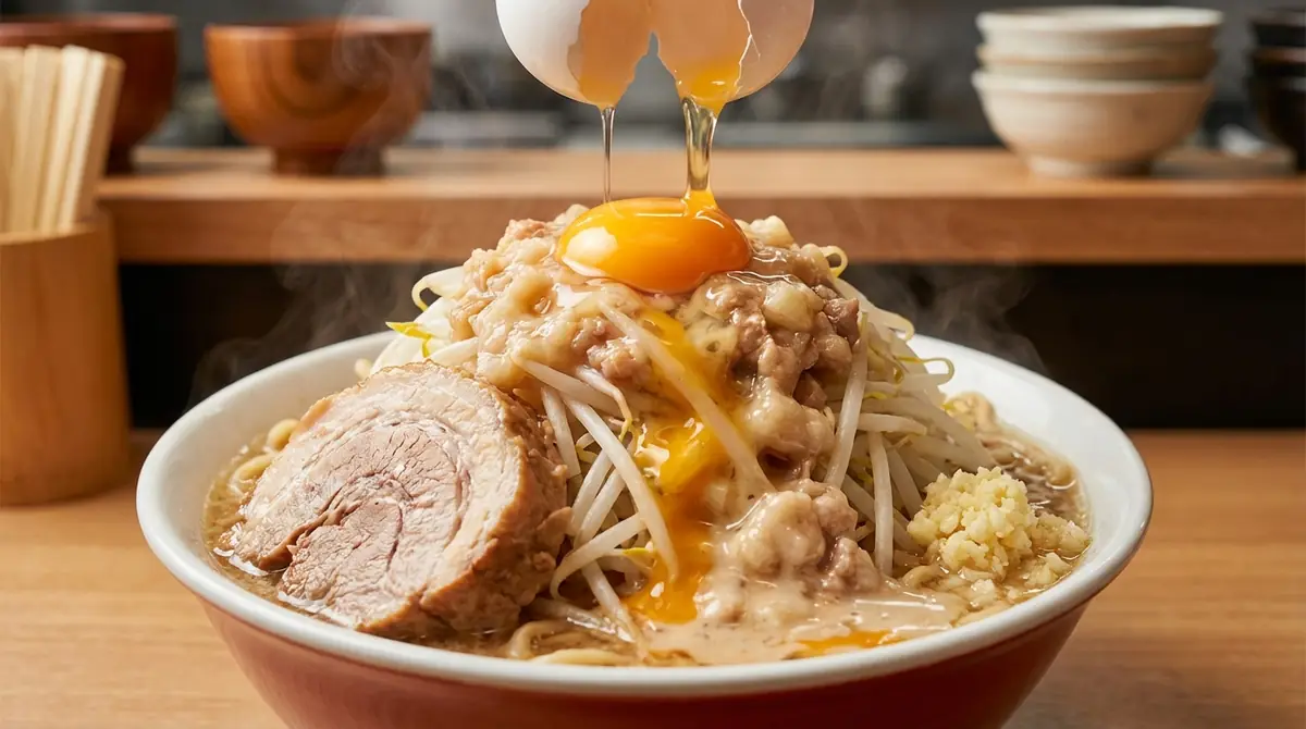 二郎系の生卵トッピングは「味変の切り札」として超優秀