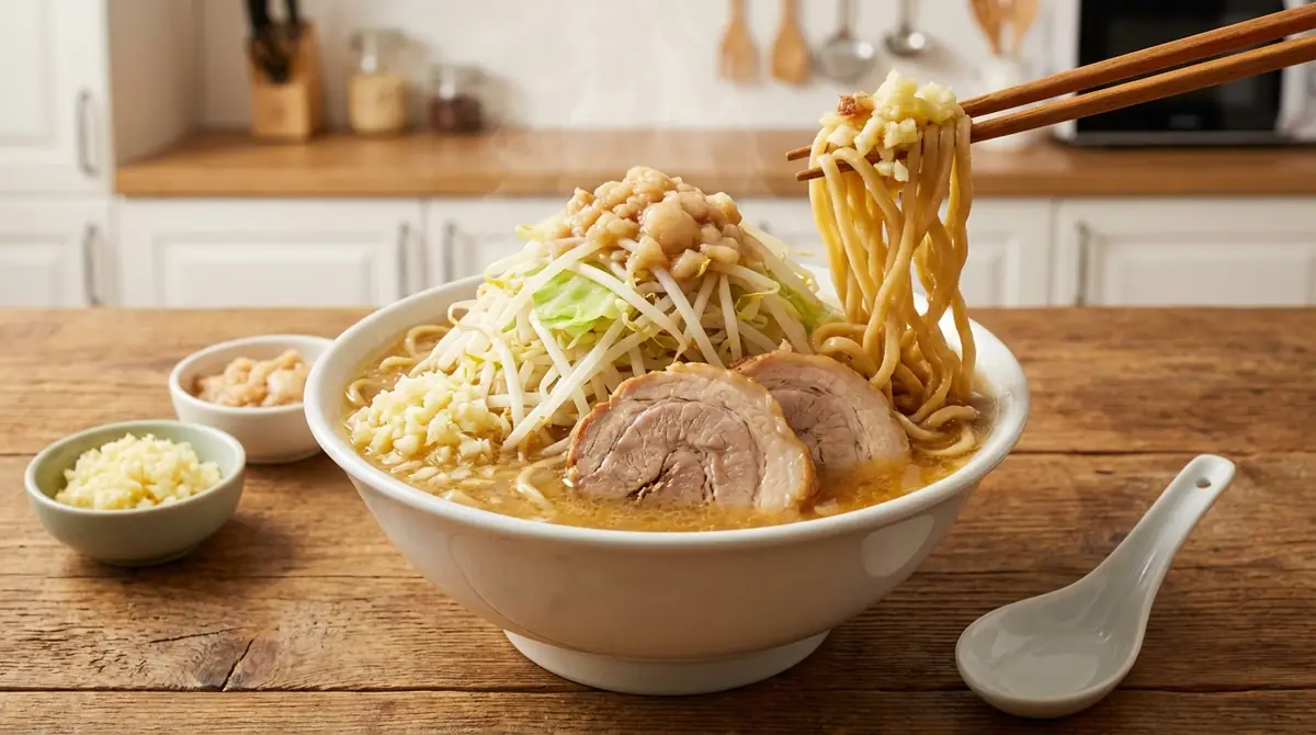 自作麺に合わせる二郎系スープとトッピング